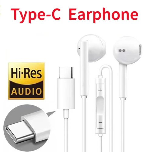 سماعات سلكية Type‑C / مقبس 3.5 مم داخل الأذن مع ميكروفون — متوافقة مع Xiaomi/Redmi وSamsung وHuawei والهواتف والأجهزة اللوحية