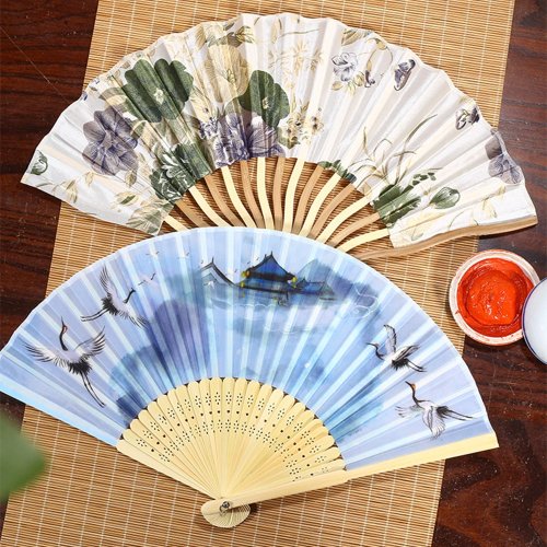 Ventaglio Pieghevole in Bambù - Ventaglio Cinese in Seta per Donne, Decorazione Classica per Danza Estiva, Regalo per Feste, Ornamento per Casa