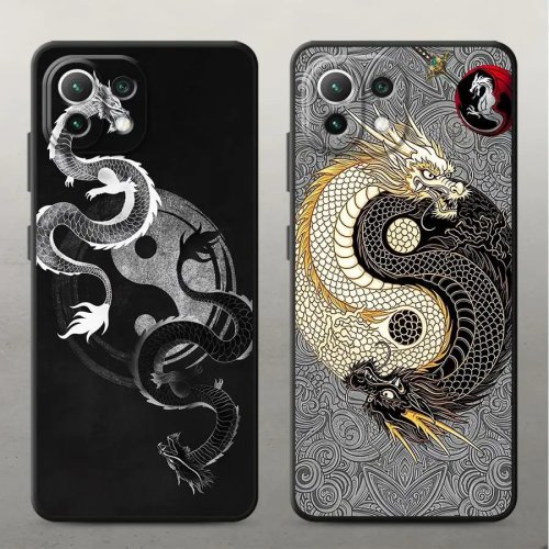 Capa Taiji Dragon para Xiaomi Mi 11T / 13 Lite / 12T Pro / 14 / 15 Pro / 12 / 11 / 12X / 10T