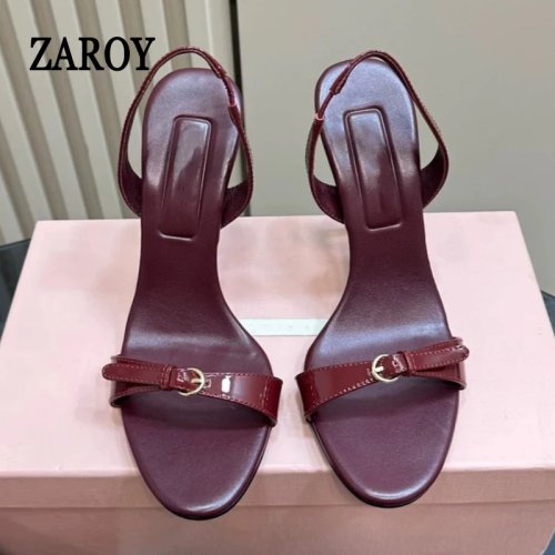 Dames slingback sandalen met stilettohak, smalle hak, ronde neus, metalen gesp, luxe en elegant voor bruiloft/feest