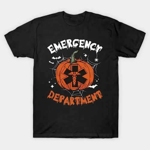 T‑shirt Halloween infirmière urgences (ER) motif citrouille, look spooky — S à 5XL