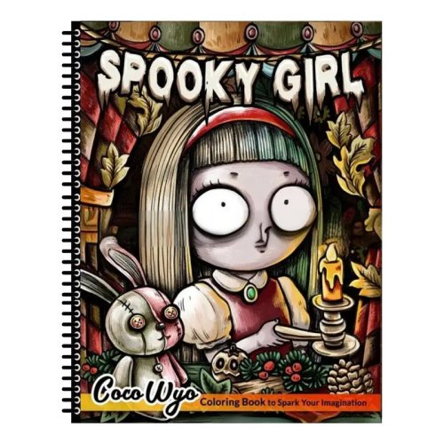 Buku Mewarnai Gadis Horor — halaman menyeramkan: gadis seram, hantu & hewan menakutkan untuk Halloween