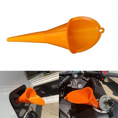 Funil plástico com tubo longo para óleo/combustível — anti‑salpicos, para carro e mota