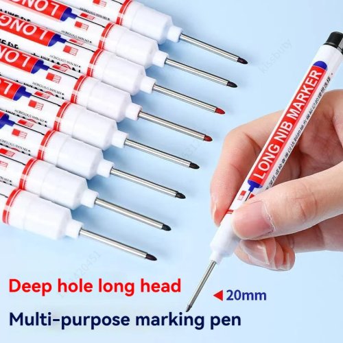 Kit 4 marcadores com ponta longa 20 mm - à prova d'água para marcação em metal, madeira e azulejos/banheiro - multiuso