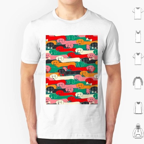 T-shirt unisex con stampa cani (bassotto) — design colorato e senza cuciture — taglie fino a 6XL