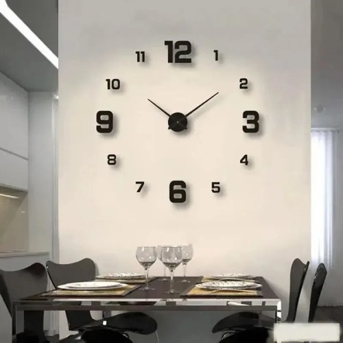 Horloge murale sans cadre DIY autocollante - silencieuse, déco murale pour salon et bureau