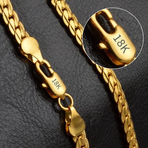 Collier style horizontal couleur or 18K/argent, largeur 6 mm, longueurs 20/46/51/61 cm (8/18/20/24 in), unisexe — bijou mariage/fiancaille/mode
