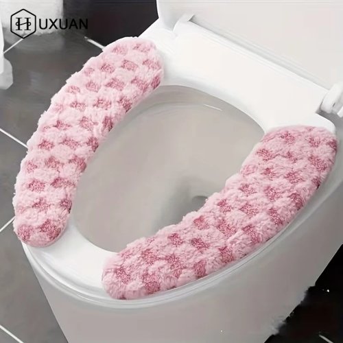 Capa de Assento Sanitário Adesiva Universal — Peluche, Impermeável e Térmica, Para Todas as Estações