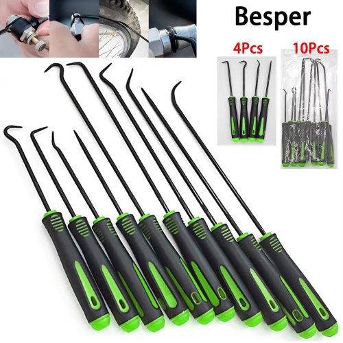 Juego de ganchos/picks de precisión 4/10 uds – extractor profesional para retenes, juntas y O‑rings de coche