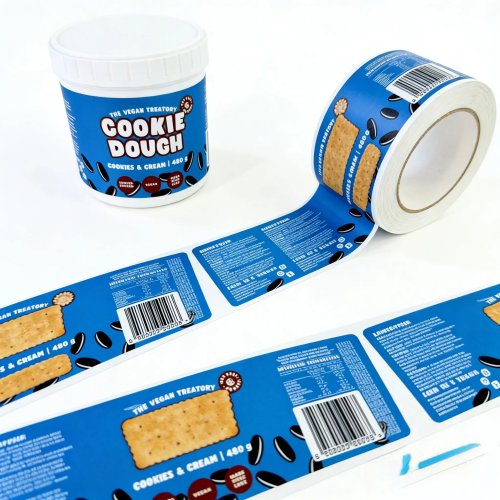 Pegatinas impermeables personalizadas con logo para envases de alimentos — etiquetas para botes de especias y frascos de mantequilla de cacahuete