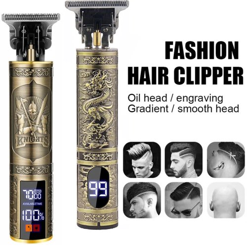 Máquina de cortar cabelo vintage sem fios, portátil, carregamento rápido USB, aparador profissional para barbeiro