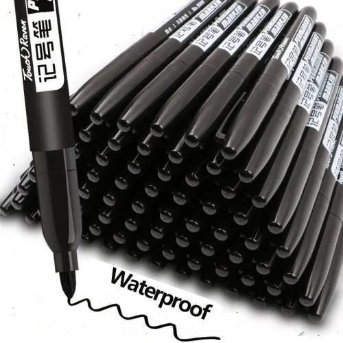 Paket 6 spidol permanen untuk manga dan sketsa - tinta tahan air Hitam/Biru/Merah, alat gambar untuk seni dan sekolah