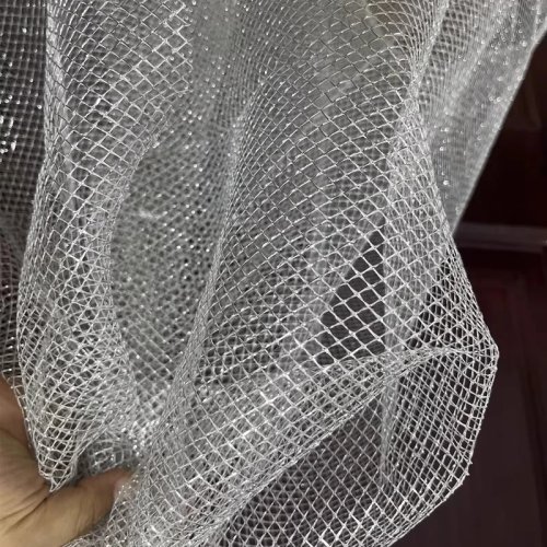 Tela de malla rígida en rombo, red de malla grande tipo tul para vestidos de novia — material decorativo para dar forma
