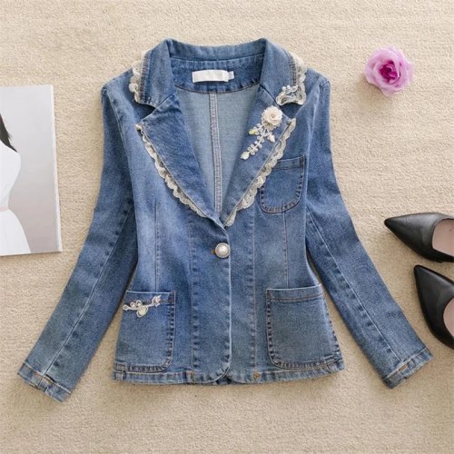 Casaco de ganga comprido para mulher oversize com botões — casaco jeans de manga comprida primavera/outono