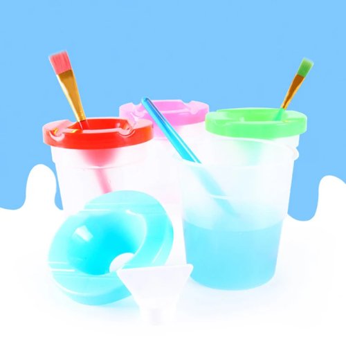 Balde de lavagem de pincéis com paleta e suporte – copo de limpeza para pincéis