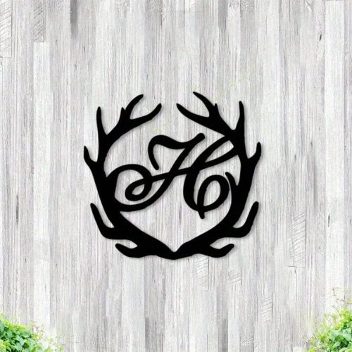 Décoration murale monogramme en métal style rustique — Lettre décorative style campagne pour salon/entrée — Idée cadeau pendaison de crémaillère