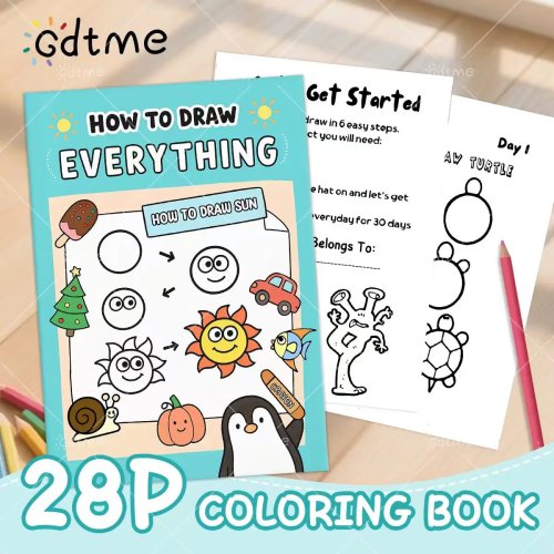 Buku Belajar Menggambar & Mewarnai untuk Anak: Gambar Lucu, Hewan, Makanan, Hadiah dan Lainnya