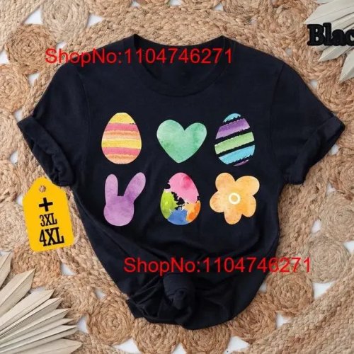 メンズTシャツ イースターエッグ柄 カラフル ヴィンテージ加工 通気性の良いデイリーTシャツ