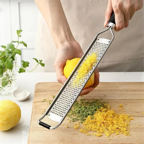 Rallador de limón y queso en acero inoxidable — Rallador multiusos para cítricos y quesos