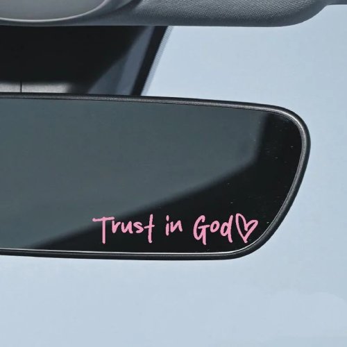 Autocolante para espelho de carro 'Trust in God' – Vinil cristão fofo para mulher