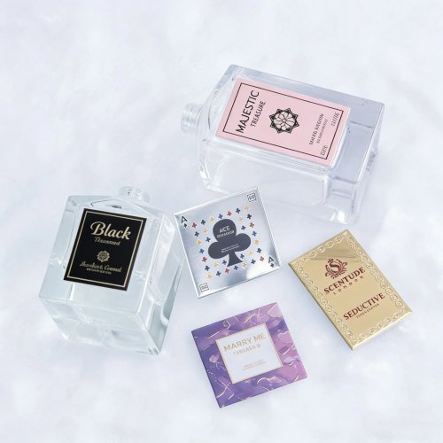 Custom Textured Paper Perfume Labels – Premium Tactile Fragrance Stickers (Wholesale)