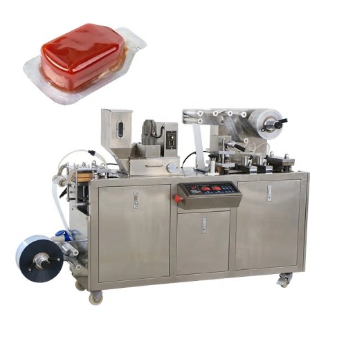 ماكينة تعبئة بلستر PVC-Alu صغيرة للعسل، زيت الزيتون، الصلصات، الكاتشب، الزبدة، الجبن، المعجون والمربى