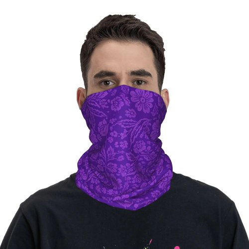 Bandana tubular estampada floral violeta – cachecol/lenço multifunções para corrida, unissexo, todo o ano