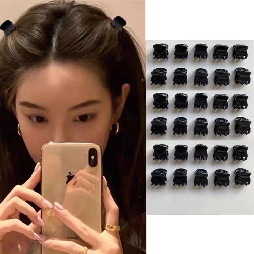 Conjunto de mini ganchos pretos para mulher e menina — acessórios de cabelo na moda