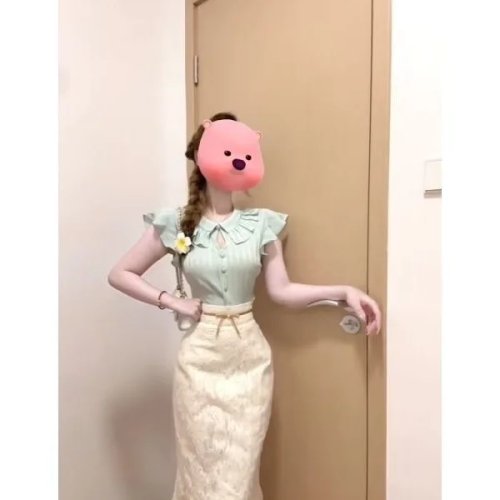 Ensemble deux pièces femme été taille haute — Top manches courtes gainant et jupe sirène vintage