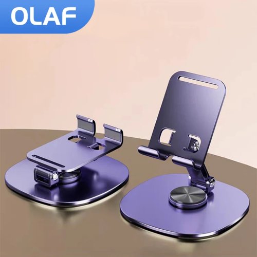 Suporte de mesa giratório Olaf para telemóvel e tablet — apoio 360° para iPhone 15/14/13, Samsung, iPad