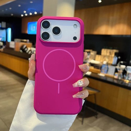 Capa de silicone magnética compatível com MagSafe para iPhone 17/17 Pro/17 Pro Max — capa traseira lisa com bumper