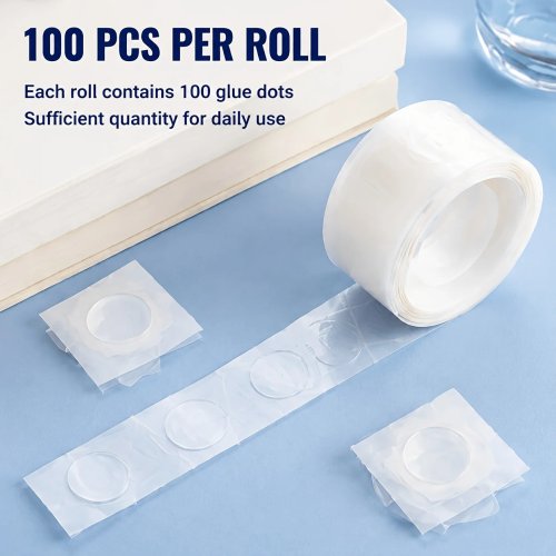 100 pcs/rouleau pastilles adhésives transparentes double-face à pois pour ballons, mariages, anniversaires et déco de fête