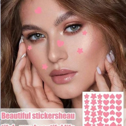 Wasserdichte Gesichtssticker 51 Stück – Sterne & Herzen, schweißfestes Make-up-Set für Party/Festival