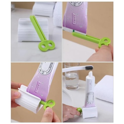 Espremedor de Tubo Automático/Manual Rotativo — Dispensador para Pasta de Dentes e Gel Facial com Suporte