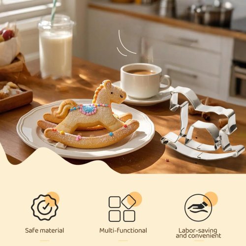 قطاعة بسكويت صغيرة على شكل حصان من الفولاذ المقاوم للصدأ غير لاصقة – قالب للعجين، البسكويت، الفطائر والحلويات، سنة الحصان 2026