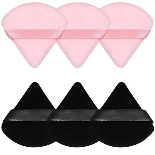 Puffs triangulares em veludo, esponjas macias para pó solto e base líquida – conjunto de 3/5/6 peças