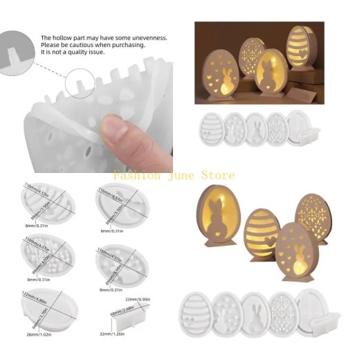 Set de moldes de silicona N5KA para manualidades — texturizados para huevos de Pascua y siluetas de conejos