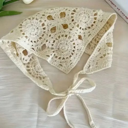 Pañuelo triangular tejido hecho a mano, diadema bohemia vintage para playa, fiesta y festivales