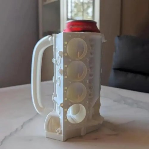 Caneca em forma de bloco do motor impressa em 3D — Suporte para lata estilo bloco de cilindros, presente Dia dos Namorados