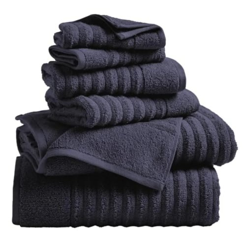 Conjunto de 6 Toalhas de Banho 100% Algodão - Absorventes e Secagem Rápida - Azul Marinho