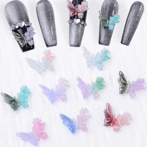 Adornos para Uñas Mariposa Bicolor – Decoración DIY Colorida para Nail Art