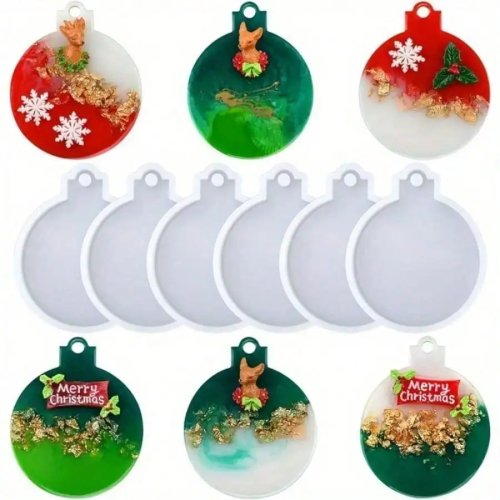 Moldes de silicone para resina natalícia — moldes redondos para pendentes/ornamentos em resina epóxi, DIY