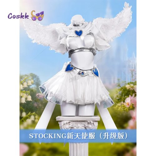 Costume cosplay «Panty & Stocking with Garterbelt» femme – set : bas, jupe d'ange, ailes et uniforme – pour Halloween/Noël