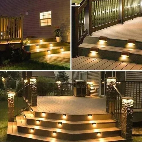 Solar LED outdoor garden & deck lights — waterproof solar step/stair lamps for patio and garden decor