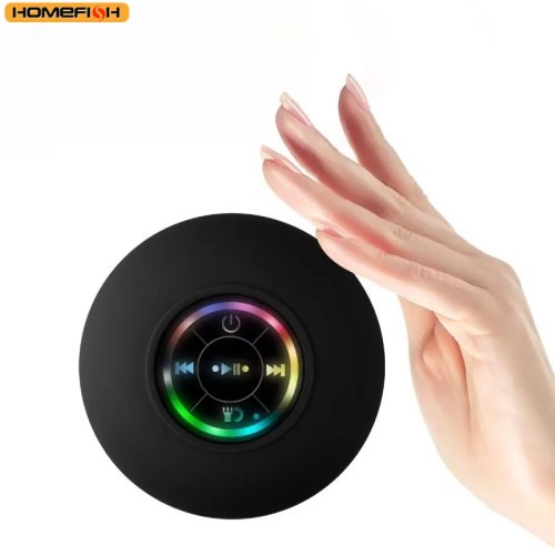 HOMEFISH 2025 Wasserdichter Bluetooth-Duschlautsprecher mit Saugnapf, mini tragbarer Stereo-Lautsprecher mit LED für Outdoor/Sport