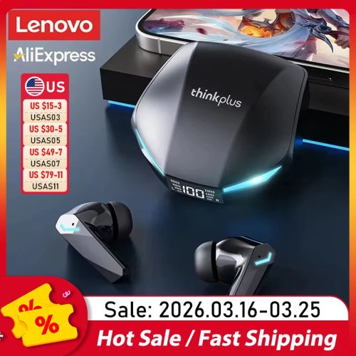 Audífonos inalámbricos Lenovo XT53 Bluetooth 5.4 con pantalla LED — resistentes al agua, baja latencia para gaming