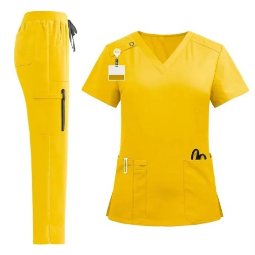 Calças Scrub retas unissexo para enfermeiro/médico – uniforme médico de verão, alta elasticidade, confortável, conjunto 2 peças (dentário/anestesia)