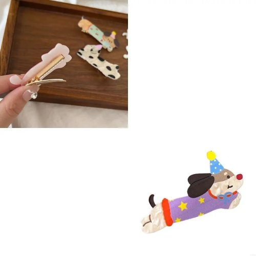 Handmade Cute Puppy Hair Clip — 2000s‑style Birthday Headdress Hairpin for Women & Girls