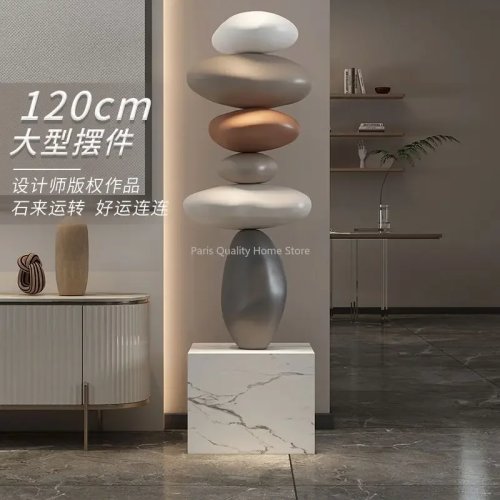 Escultura Feng Shui em resina com aspeto de pedra — adorno moderno para sala e jardim, decoração de casa, presente