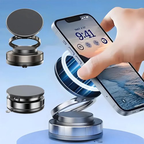 Supporto auto magnetico per cellulare 360° rotante, pieghevole e regolabile con ventosa – montaggio su cruscotto/retrovisore